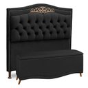 Ver imagem 1 de Cabeceira e Calçadeira Baú Cama Box Casal Queen Size Belize 160cm Veludo Chumbo - Abmaza