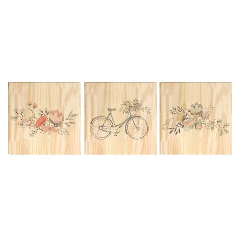 Kit 3 Quadros Decorativos para Sala Cozinha Flores Folhas