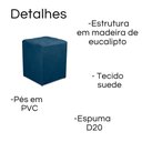 Ver imagem 3 de Kit 2 Puff Quadrado Decorativo Suede Casa da Poltrona Azul Escuro