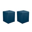Ver imagem 1 de Kit 2 Puff Quadrado Decorativo Suede Casa da Poltrona Azul Escuro