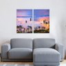 Conjunto de 2 Telas Decorativas em Tecido Canvas Névoa Cidade Impressão UV HD-40x60 - 1