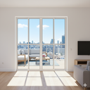 Ver imagem 1 de Porta Balcão de Alumínio Branco 4 Folhas 210x180 com Fechadura Linha 25