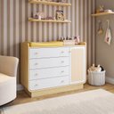 Ver imagem 1 de Cômoda 4 Gavetas e 1 Porta em Rattan Wave Casatema MadeiraOriginals Marrom/Branco