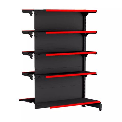 Gondola Centro 170 Fit Continuação Preto 10 Bandeja Pe Vermelho