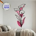 Ver imagem 1 de Adesivo Floral Boho Rosa Estilo Nórdico 75x150 Minimalista Mod.04