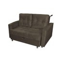 Ver imagem 1 de Sofá Cama Casal Reclinável Drika - Veludo Marrom Escuro