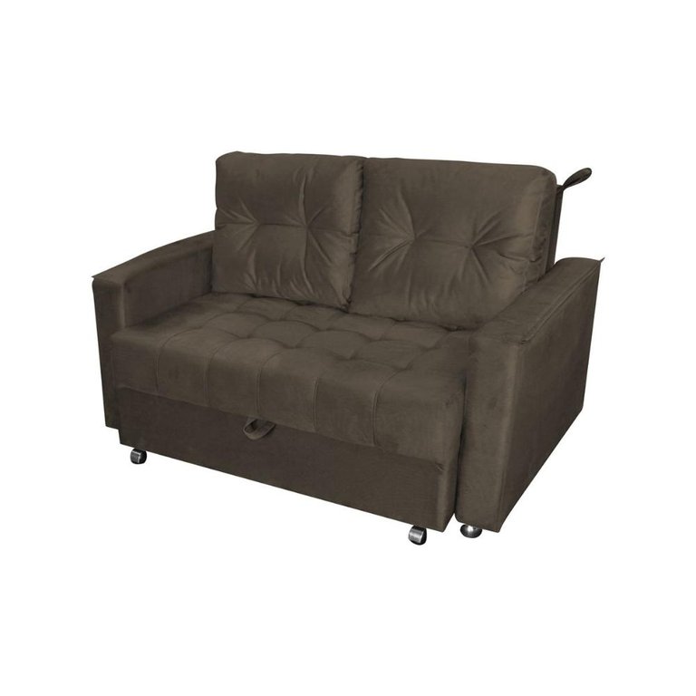 Sofá Cama Casal Reclinável Drika - Veludo Marrom Escuro Sofá Cama Casal Reclinável Drika - Veludo Marrom Escuro