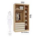 Ver imagem 2 de Guarda Roupa Modulado Mônaco 3 Portas 4 Gavetas MDF MDP Off White e Carvalho Pérola Luciane Mó