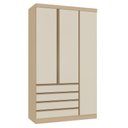 Ver imagem 1 de Guarda Roupa Modulado Mônaco 3 Portas 4 Gavetas MDF MDP Off White e Carvalho Pérola Luciane Mó