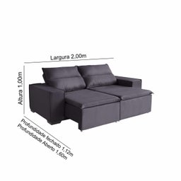 Sofá Paris 3 Lugares 2,00mt Retrátil e Reclinável - de Casa Décor e Estofados. - 2