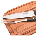 Ver imagem 6 de Kit para Churrasco Tramontina em Aço Inox Cabo Castanho Polywood com Tabua de Madeira 3 Peças