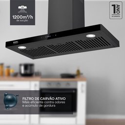 Coifa e Depurador de Parede Eos 90cm Maxxi Air Digital Touch Inox Preto Epco90ptdp 110v - 2