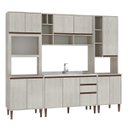 Ver imagem 1 de Cozinha Modulada New 250x214 Cm Balcão Pia Armário Nicho Paneleiro Forno/micro Mdp Legno - Clicklar