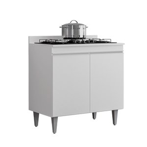 Balcão Cooktop 80cm 2 Portas Branco - Belliv Decor