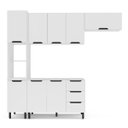 Ver imagem 4 de Cozinha Meena 4 Peças 240x224,5cm Armários Aéreos Paneleiro Balcão Branco 250054