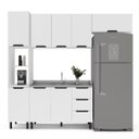 Ver imagem 2 de Cozinha Meena 4 Peças 240x224,5cm Armários Aéreos Paneleiro Balcão Branco 250054