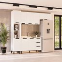 Ver imagem 1 de Cozinha Meena 4 Peças 240x224,5cm Armários Aéreos Paneleiro Balcão Branco 250054