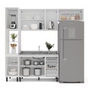 Ver imagem 3 de Cozinha Meena 4 Peças 240x224,5cm Armários Aéreos Paneleiro Balcão Branco 250054
