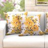 Kit Capa para Almofada Amarela Floral Grande 2 Unidades 60cm x 60cm Tecido Jacquard - 1