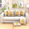Kit Capa para Almofada Amarela Floral Grande 2 Unidades 60cm x 60cm Tecido Jacquard - 3