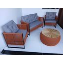Ver imagem 2 de Varanda Móveis Conjunto Corda Náutica Terracota 1 Sofá 2 Poltronas 1 Mesa Redoda Tampo Madeira 70cm