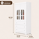 Ver imagem 3 de Quarto de Bebê Completo Berço 3 em 1, Guarda-Roupa 2 Portas, Cômoda Sapateira  100% MDF, Detalhes Acrílico Branco Brilho