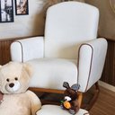 Ver mais imagens de Poltrona Lilica de Amamentação Base Canoa Alta Puff Off-white - Larbelle