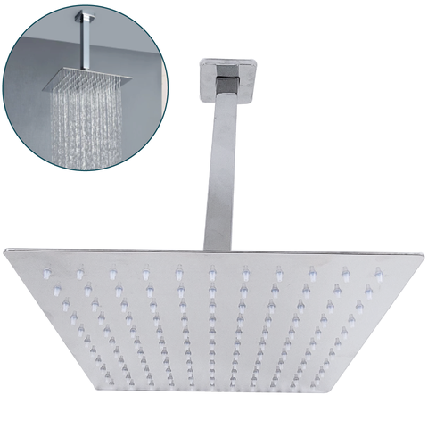 Ducha Chuveiro Grande De Teto 30x30 Inox Slim Quadrado A Gás