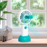 Mini Ventilador de Mão 3 Vel Portátil Recarregável Base Azul - 4