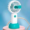 Mini Ventilador de Mão 3 Vel Portátil Recarregável Base Azul - 2