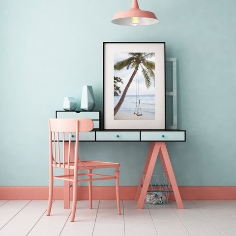 Quadro Praia Balanço Coqueiro - 60x48cm:madeira Preta