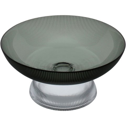 Centro de Mesa Decorativo de Vidro Fumê 12x25x25cm Sala Jantar Decoração Enfeite