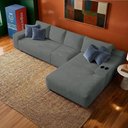 Ver imagem 1 de Sofá Evo 3,40m Molas Ensacadas com Chaise Lounge Direita Velourê Cinza Escuro Cama Inbox