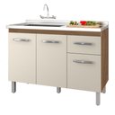 Ver imagem 1 de Balcão Gabinete para Pia Anyta 118cm 03 Portas sem Tampo Savana Off White - Desk Design