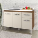 Ver imagem 2 de Balcão Gabinete para Pia Anyta 118cm 03 Portas sem Tampo Savana Off White - Desk Design