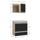 Ver imagem 3 de Kit Gabinete Banheiro Fox 60cm Madeirado/preto (gabinete + Cuba + Espelheira)