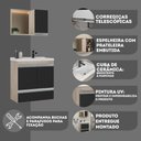 Ver imagem 6 de Kit Gabinete Banheiro Fox 60cm Madeirado/preto (gabinete + Cuba + Espelheira)