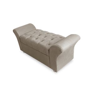 Recamier Sapateira Baú Veneza Cama Queen 160 cm Suede Bege DL Decor