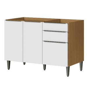 Balcão de Pia 100% Mdf 3 Portas 2 Gavetas 120cm Luna Atacama/branco