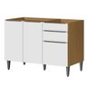 Balcão de Pia 100% Mdf 3 Portas 2 Gavetas 120cm Luna Atacama/branco - 1