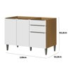 Balcão de Pia 100% Mdf 3 Portas 2 Gavetas 120cm Luna Atacama/branco - 3