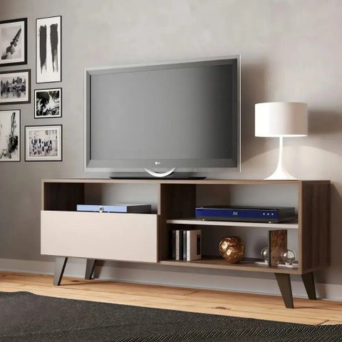 Rack para TV Sala de Estar 55 Polegadas 1 Porta 3 Nichos Detroit - J Carvalho