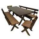 Ver imagem 1 de Conjunto Mesa Madeira Maciça para Churrasco Imbuia + 4 Bancos Estofados Jambo