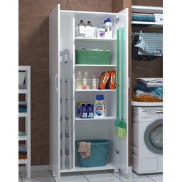 Armário Para Área Serviço 2 Portas Vassouras ClickForte Armário Lavanderia Branco - 3