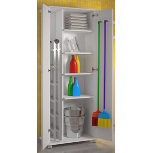 Armário Para Área Serviço 2 Portas Vassouras ClickForte Armário Lavanderia Branco