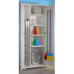 Armário Para Área Serviço 2 Portas Vassouras ClickForte Armário Lavanderia Branco - 2