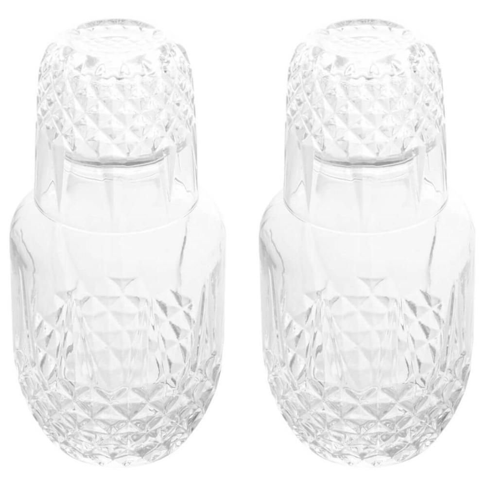 Kit 2 Moringas de Vidro Garrafa 500ml Tampa 145ml Copo Decoração ...