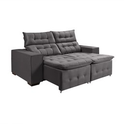 Kit Sofá Retratil Reclinável Bari 1,90 Pillow Mais Poltrona Florença em Veludo Grafite - 2
