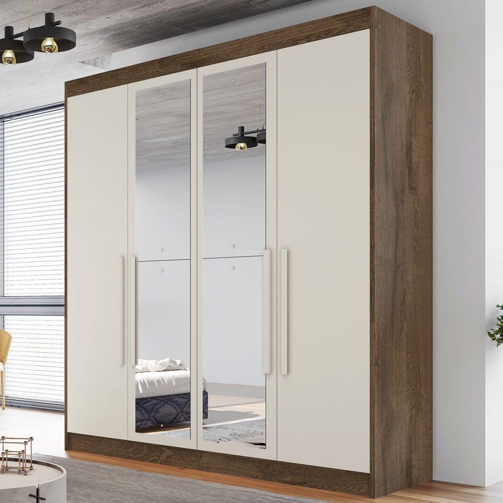 Guarda-roupa Casal Nantes 4 Portas 3 Gavetas 100%mdf com Espelho