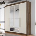 Ver imagem 1 de Guarda-roupa Casal Nantes 4 Portas 3 Gavetas 100%mdf com Espelho Brauna/off White - Europa Móveis